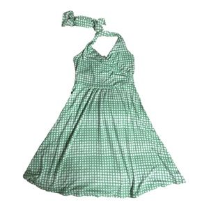 Boden St. Lucia Polka Dot Halter Dress Green And … - image 1